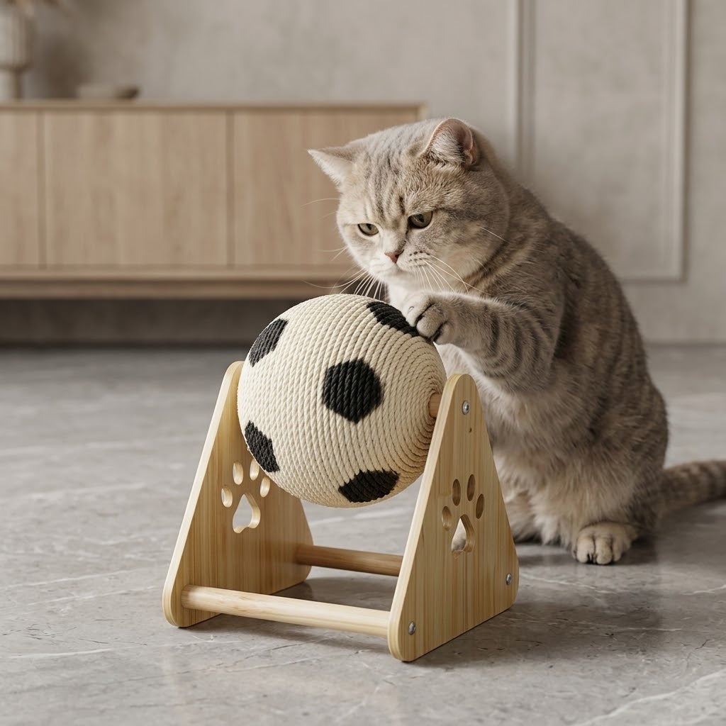 Mini Football Cat Exercise Training Toy Stand